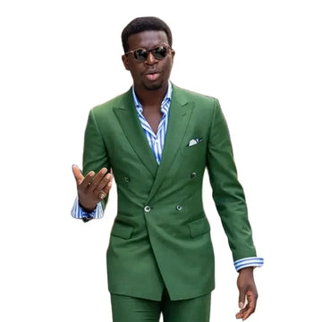 Aidase Double Breasted Green Men Suits Luxury Formal 2 Piece Jacket Pants Full Sets Elegant Prom Party Costume Homme Blazer Terno aidase-shop